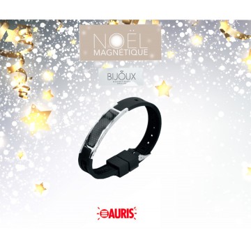 Bracelet magnétique silicone carbone noir - Auris